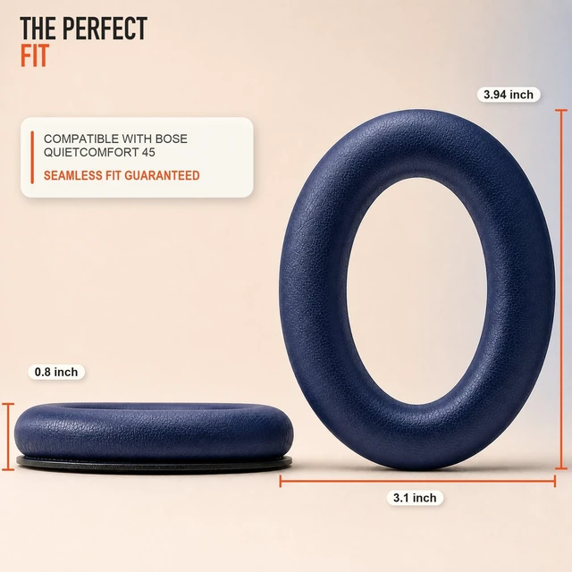 Alt view image 5 of 7 - PadZ QC45 - Earpads for Bose QuietComfort 45, QC SE & QC Wireless Made by Wicked Cushions Extra Thick Cushions, Premium Durable Stitching Midnight Blue