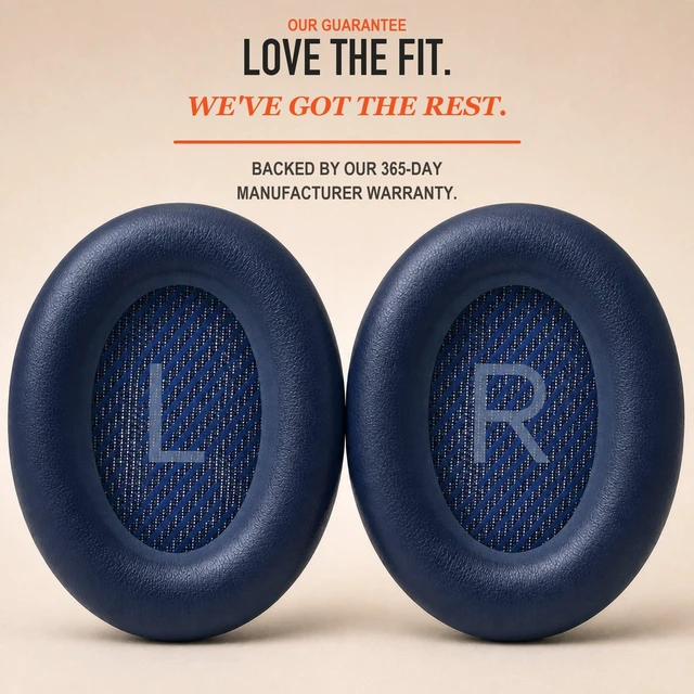 Alt view image 6 of 7 - PadZ QC45 - Earpads for Bose QuietComfort 45, QC SE & QC Wireless Made by Wicked Cushions Extra Thick Cushions, Premium Durable Stitching Midnight Blue