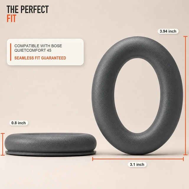 Alt view image 5 of 7 - PadZ QC45 - Earpads for Bose QuietComfort 45, QC SE & QC Wireless Made by Wicked Cushions Extra Thick Cushions, Premium Durable Stitching Eclipse Grey