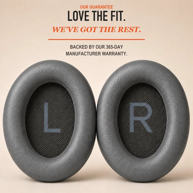 Alt view image 6 of 7 - PadZ QC45 - Earpads for Bose QuietComfort 45, QC SE & QC Wireless Made by Wicked Cushions Extra Thick Cushions, Premium Durable Stitching Eclipse Grey