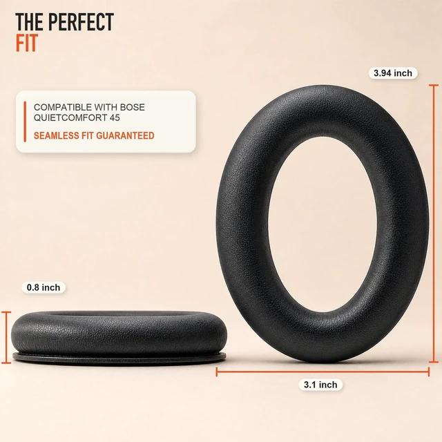 Alt view image 5 of 7 - PadZ QC45 - Earpads for Bose QuietComfort 45, QC SE & QC Wireless Made by Wicked Cushions Extra Thick Cushions, Premium Durable Stitching Black