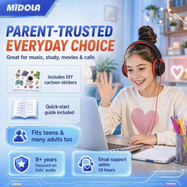Alt view image 3 of 7 - Volume Limited 85/110dB Kids Headphone Over-Ear/On-Ear Foldable Sound Noise Protection Headset with Inline AUX 3.5mm Cord w/Mic for Child School Cellphone Pad PC Notebook Black