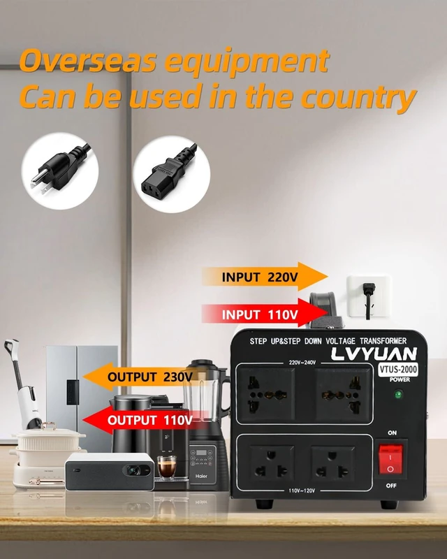 Alt view image 4 of 7 - Voltage Transformer Converter 2000 Watt Step Up/Down Convert from 110-120 Volt to 220-240 Volt and from 220-240 Volt to 110-120 Volt with 2 US outlets, 2 Universal outlets