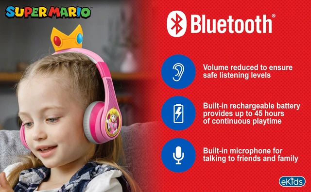 Alt view image 2 of 7 - Princess Peach Bluetooth Headphones for Kids Wireless Headphones for School