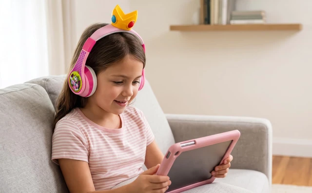 Alt view image 4 of 7 - Princess Peach Bluetooth Headphones for Kids Wireless Headphones for School