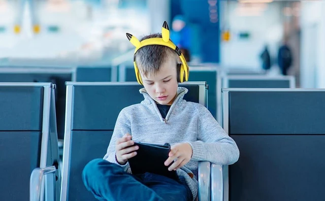 Alt view image 4 of 7 - Pokemon Pikachu Bluetooth Kids Headphones with Microphone, Volume Reduced Wireless Headphones for School