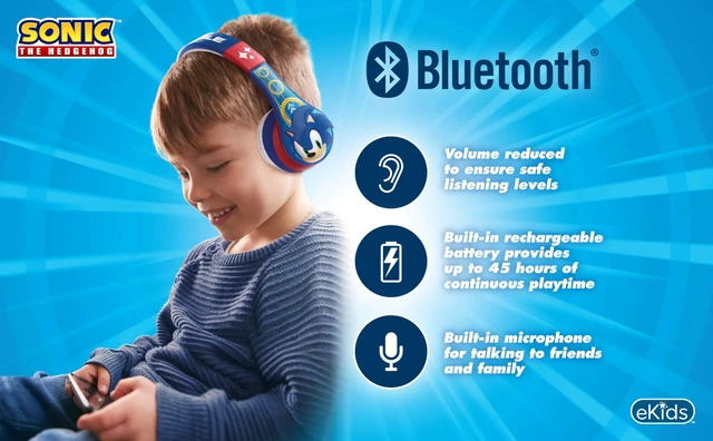 Alt view image 2 of 7 - Sonic The Hedgehog Bluetooth Headphones for Kids, Wireless Headphones