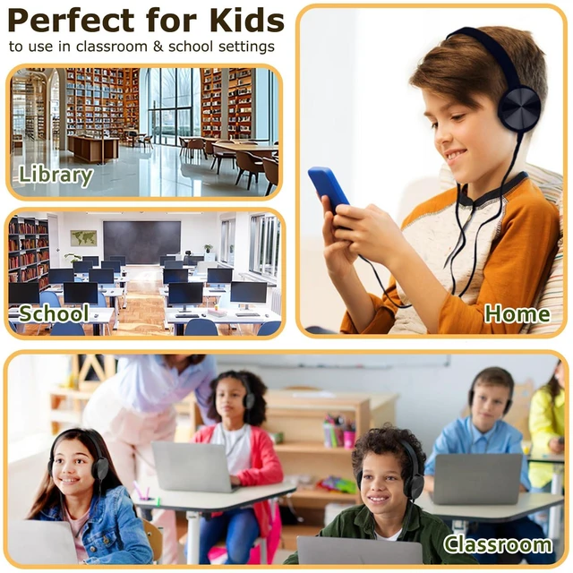 Alt view image 7 of 7 - 20 Pack Bulk Headphones for Classroom, Kids Wired Headphone for School Students K-12, Affordable Classroom Headphones, On-Ear with 3.5mm Plug(Black)
