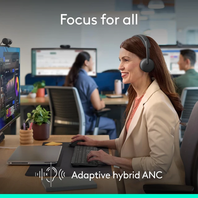 Alt view image 3 of 7 - Zone Wireless 2 ES for Business Headset - UC Adaptive Hybrid ANC, Bluetooth, USB-C & USB-A, Zoom & Google Certified, ideal for Business, Noise-Canceling, Graphite color