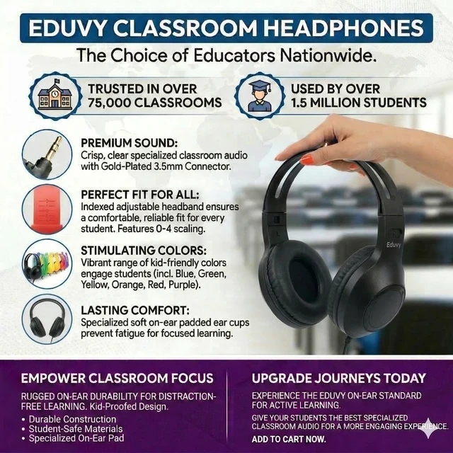 Alt view image 2 of 6 - Bulk Headphones for Classroom with Microphone, Heavy-Duty School Pack Wired Headphones for Students. Teacher Must Haves Supplies from Elementary to College (24 Pack Black)