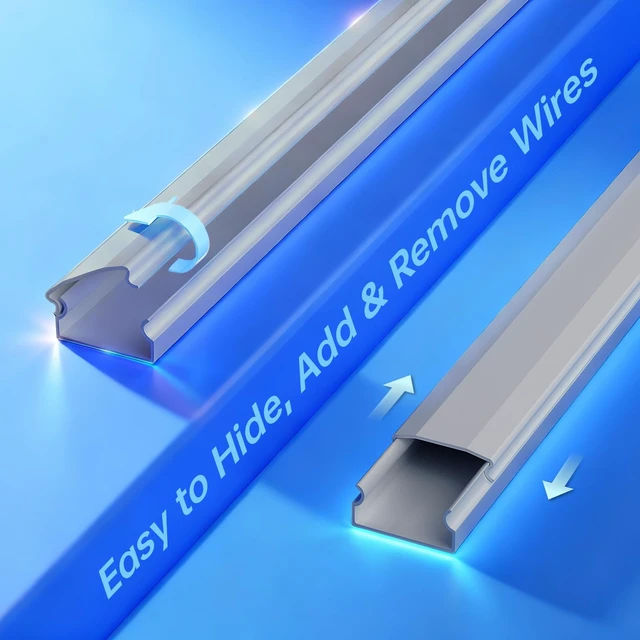 Alt view image 4 of 7 - Grey Cord Hider, 85in Cord Covers for 3-4 Wires on Wall, Large Cable Hider, Premium Wire Covers for Cords on Wall, Easy Set-up Cable Cover Raceway, TV Wire Hiders Wall, W1.18 H0.67in, Grey