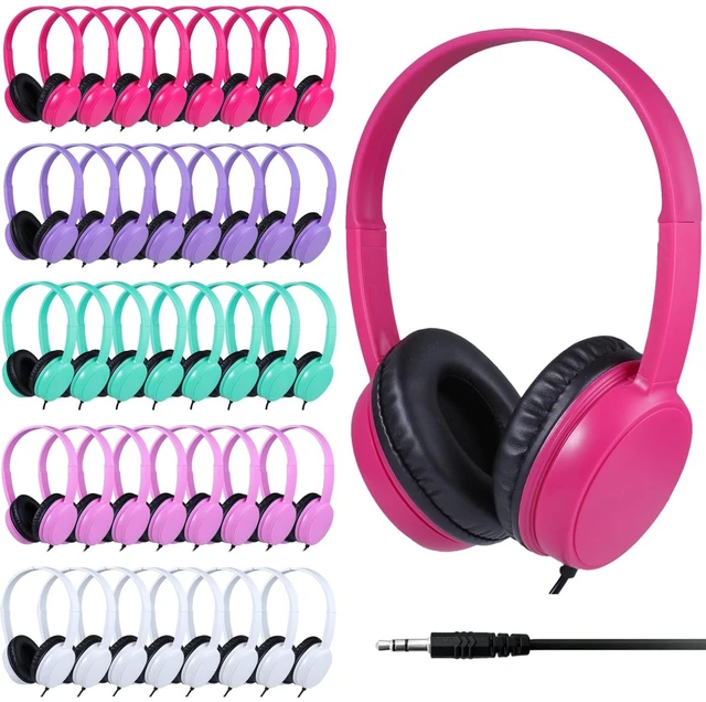 Main image of 40 Pack Bulk Headphones for Classroom, Adjustable Wired Headset for Student School K-12 Class & Teachers, HQ Stereo Sound 3.5mm Jack for Laptop Tablets Chromebook (GS30, 40Mixed)