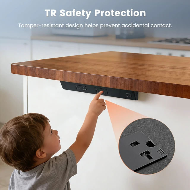 Alt view image 4 of 7 - 2-Pack 16 in Under Cabinet Outlet Strip, Angled Design 2×20A TR Outlets, USB-A & USB-C, Expandable Modular System, Pre-Wired Installation, Kitchen, Workshop, Black, ETL Listed