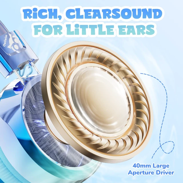 Alt view image 6 of 7 - Kids Headphones with Cord with Mic, 85/94dB Safe Volume Limit HD mic, over-ear foldable, 3.5mm for iPad, tablet, computer, Kids Wired Headphones for school travel, boys girls,Aura Series