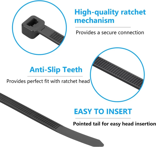 Alt view image 4 of 6 - 8 Inch Yellow Zip Ties 1200 Pack Cable Ties 35 LBS UV Resistant Cable Ties, Weatherproof, Self-Locking for Indoor and Outdoor