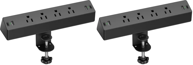 Main image of Desk Clamp Power Strip, Flat Plug Fast Charging Station, Desk Mount Surge Protector with PD 20W USB C Ports, Fit 1.7 inch Tabletop Edge Thick, Desktop Outlets for Home Office. (Pack of 2)