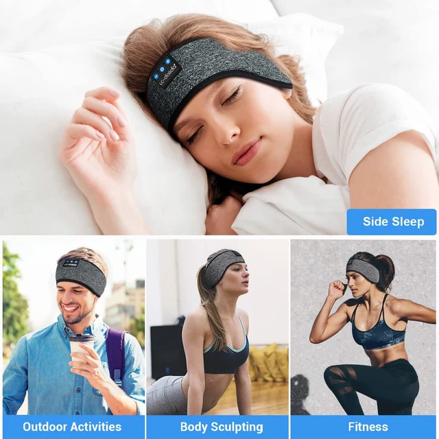 Alt view image 6 of 7 - Sleep Headphones Headband Bluetooth 5.4, Sports Headband Earphones Wireless with Speaker Microphone USB C for Sleeping Gift Workout Jogging Yoga Insomnia Travel Meditation, Ash Grey