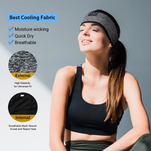 Alt view image 5 of 7 - Sleep Headphones Headband Bluetooth 5.4, Sports Headband Earphones Wireless with Speaker Microphone USB C for Sleeping Gift Workout Jogging Yoga Insomnia Travel Meditation, Ash Grey