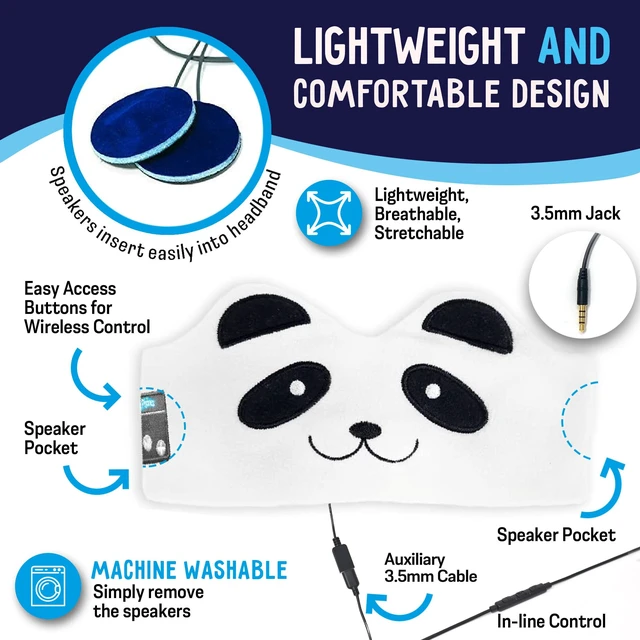 Alt view image 4 of 7 - Toddler Headphones Wireless, Kids Bluetooth Earphones, Safe Volume - Wired School Headphones for Kids with 3.5 MM Jack and Travel Bag - Toddler Airplane Accessories for Boys & Girls - Panda