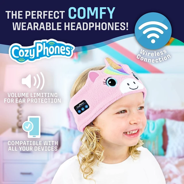 Alt view image 2 of 7 - Toddler Headphones Wireless, Kids Bluetooth Earphones, Safe Volume - Wired School Headphones for Kids with 3.5 MM Jack and Travel Bag - Toddler Airplane Accessories for Boys & Girls - Purple Unicorn
