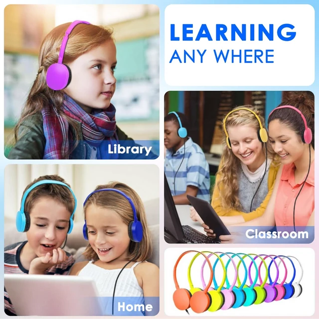 Alt view image 6 of 7 - 100 Pack Bulk Headphones for School Classroom Kids, Wholesale Children On-Ear Headphones Perfect for Toddler Boys Girls Teen and Adult (PU102,100 Mixed)