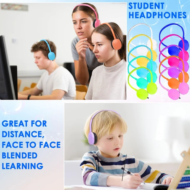 Alt view image 7 of 7 - 100 Pack Bulk Headphones for School Classroom Kids, Wholesale Children On-Ear Headphones Perfect for Toddler Boys Girls Teen and Adult (PU102,100 Mixed)