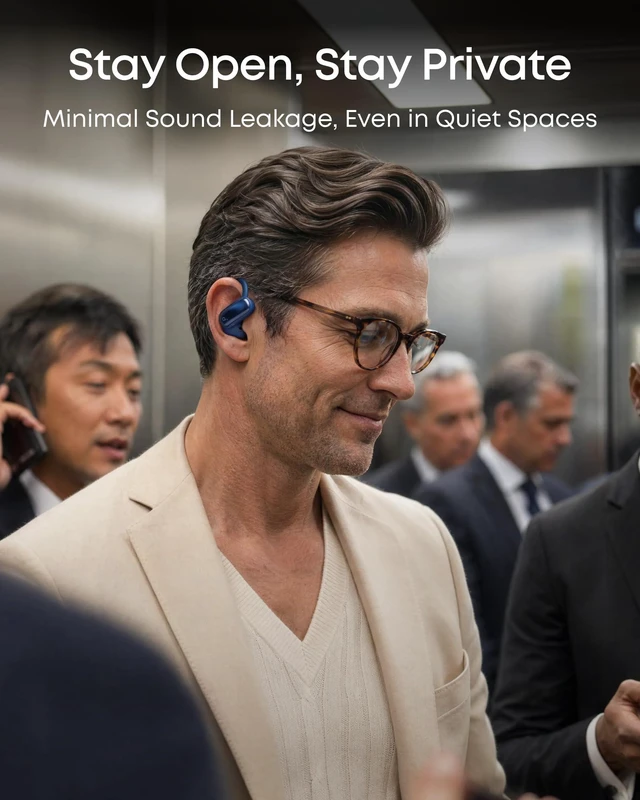 Alt view image 5 of 7 - AeroFit 2 Pro by Anker Open Ear Earbuds Active Noise Cancellation Dual-Mode Earbuds, Semi-in-Ear ANC, Adjustable Hooks, Hi-Res, LDAC, 4-Mic AI Clear Calls, IP55 Water-Proof, Wireless Charging