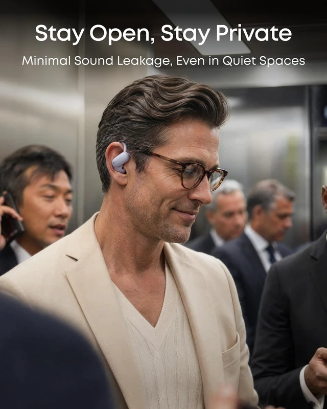 Alt view image 5 of 7 - AeroFit 2 Pro by Anker Open Ear Earbuds Active Noise Cancellation Dual-Mode Earbuds, Semi-in-Ear ANC, Adjustable Hooks, Hi-Res, LDAC, 4-Mic AI Clear Calls, IP55 Water-Proof, Wireless Charging