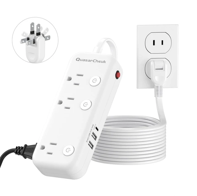Main image of 2 Prong Extension Cord with 6 Outlets 3 USB, 5FT Surge Protector, Old House 1875W, 2 Prong to 3 Prong Outlet Adapter, Rotating Plug, USB-C(15.5W), Polarized, Non Grounded, Multi Plug