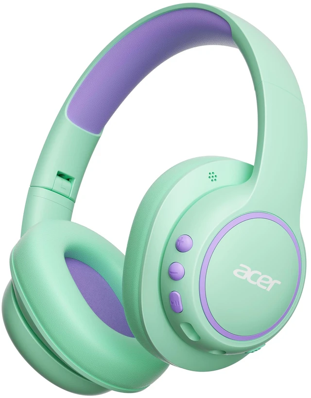 Main image of OHR702 Kids Bluetooth Headphones for School with Built-in Mic,Over-Ear 75H Playtime,Bluetooth 6.0,85dBA Safe Volume,3.5mm Jack Aux Cord, USB-C Fast Charging, for iPad/Travel/Tablet- Green Purple