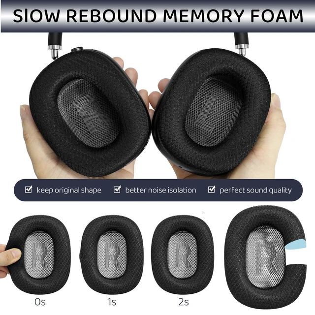 Alt view image 4 of 6 - Upgraded Ear Cushions Replacement Earpads for AirPods Max 1 & 2 Headphones, Cooling Gel Ear Pads Ear Covers Cups with Memory Foam and Magnet for AirPods Max 1 & 2 (Cooling Black)