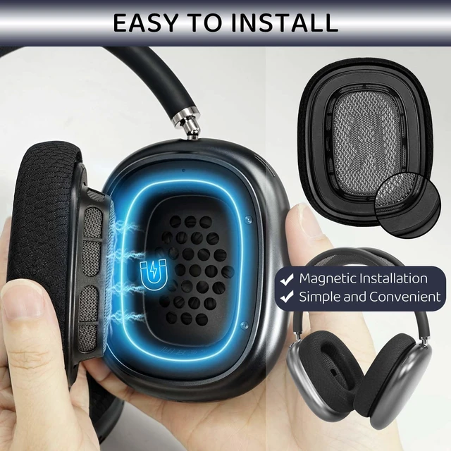 Alt view image 5 of 6 - Upgraded Ear Cushions Replacement Earpads for AirPods Max 1 & 2 Headphones, Cooling Gel Ear Pads Ear Covers Cups with Memory Foam and Magnet for AirPods Max 1 & 2 (Cooling Black)