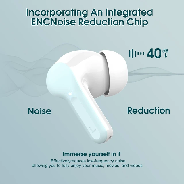 Alt view image 3 of 7 - Wireless Earbuds, Bluetooth 5.4 Headphones HiFi Stereo, Bluetooth Earbuds With ENC Noise Cancelling Mic, IP7 Waterproof in Ear Earphones, 48H, LED Display Ear buds for Pad Workout Sports, Azure