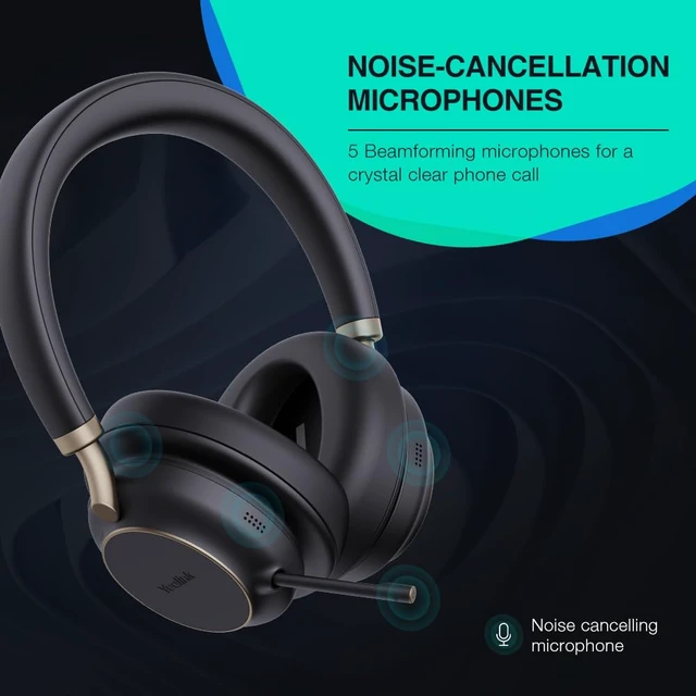 Alt view image 3 of 7 - BH76 Plus Bluetooth Headset, Wireless Headset with Microphone for PC,Active Noise Cancelling, Retractable Hidden Mic Arm, Compatible with PC Mac, Works with Teams (Certified), USB-C/A