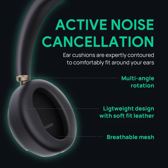 Alt view image 5 of 7 - BH76 Plus Bluetooth Headset, Wireless Headset with Microphone for PC,Active Noise Cancelling, Retractable Hidden Mic Arm, Compatible with PC Mac, Works with Teams (Certified), USB-C/A