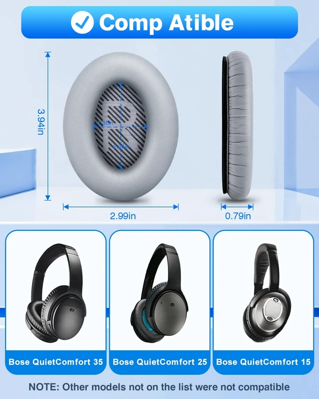 Alt view image 2 of 7 - Earpads for Bose Quiet Comfort QC 35 / QC35 ii / QC25 / QC15 Headphone