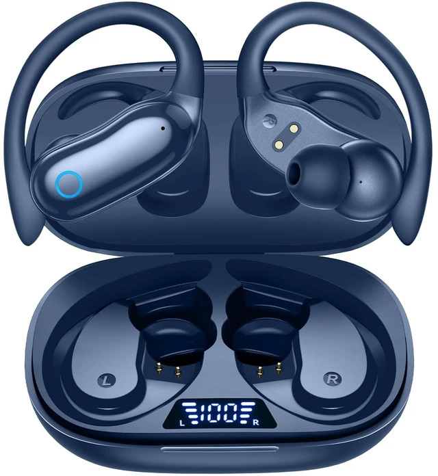 Main image of Active Noise Cancelling Ear Buds Wireless Earbuds 96hrs Playback Bluetooth Headphones Dual Battery Display Stereo Bass Earphones with Earhooks Microphone IPX7 Waterproof for Sports/Runing/Workout