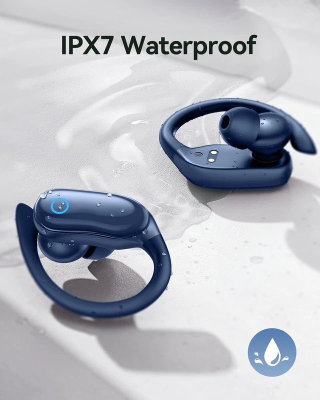 Alt view image 5 of 7 - Active Noise Cancelling Ear Buds Wireless Earbuds 96hrs Playback Bluetooth Headphones Dual Battery Display Stereo Bass Earphones with Earhooks Microphone IPX7 Waterproof for Sports/Runing/Workout
