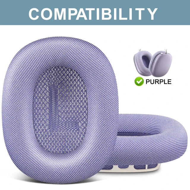 Alt view image 2 of 7 - Ear Cushions for AirPods Max 1 & 2 Replacement EarPads Ear Pads Cups Covers with Durable Mesh Fabric, Softer Foam Color