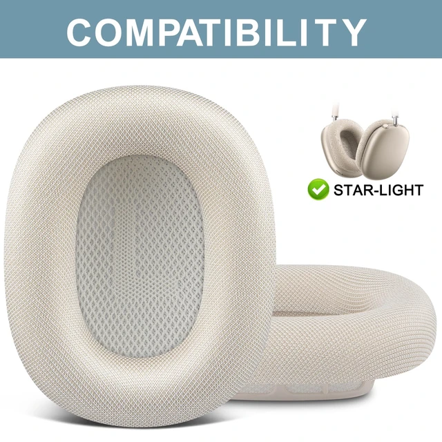 Alt view image 2 of 7 - Ear Cushions for AirPods Max 1 & 2 Replacement EarPads Ear Pads Cups Covers with Durable Mesh Fabric, Softer Foam Color