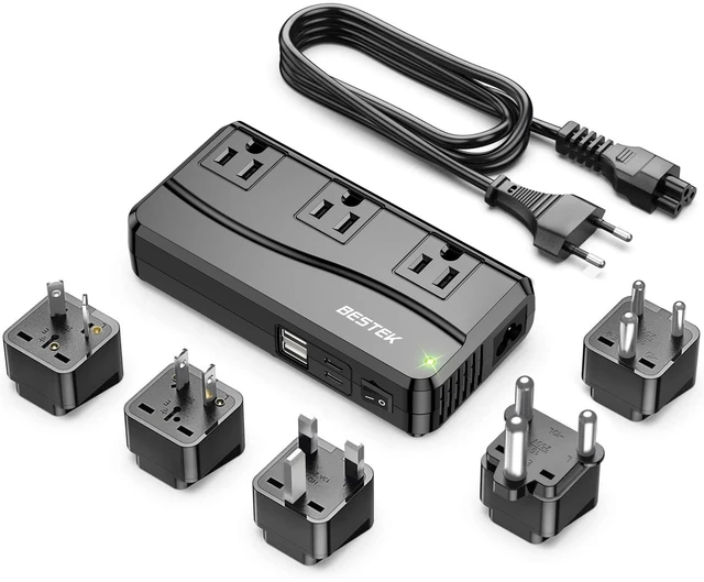 Main image of 300W Power Converter 3-Outlet and 4-Port USB Travel Voltage Transformer 220V to 110V with Type G/D/M/AU/US Travel Plug Adapters