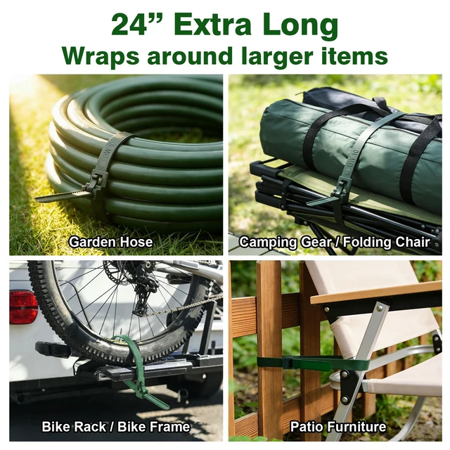 Alt view image 2 of 6 - 100 Pack Reusable Zip Ties 24 Inch Extra Long Cable Ties Dark Green Reusable Trigger Release / Industrial Nylon / UV Resistant / Non-Slip Self-Locking / Round Ends No Hurt / Extra Long 24"