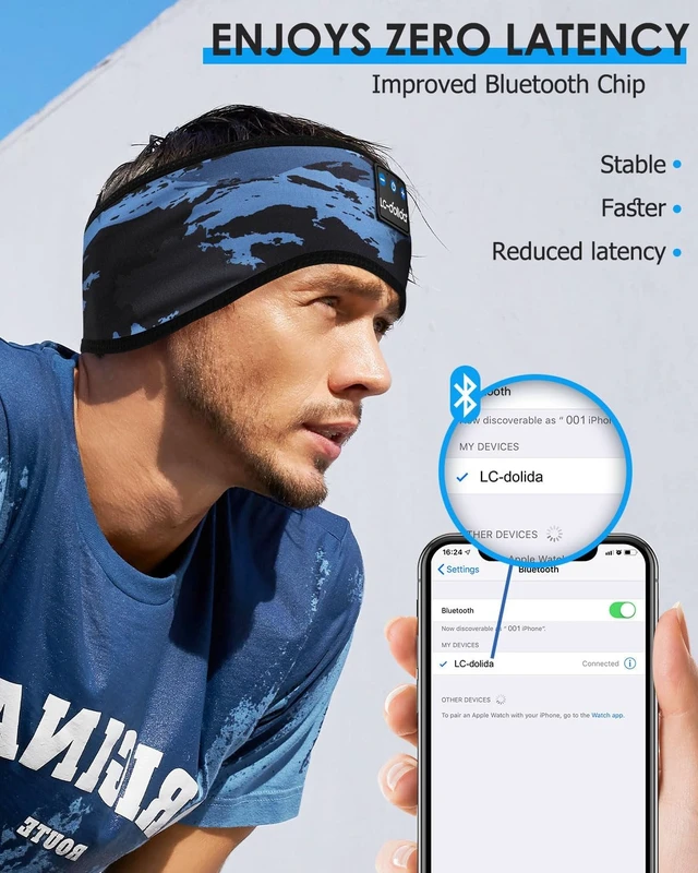 Alt view image 4 of 7 - Sleep Headphones Bluetooth Headband, Sleep Headphones Wireless Bluetooth with Ultra-Thin HD Stereo Speaker, Sleep Headband Earphones for Workout Yoga Insomnia Meditation Gifts(Blue)