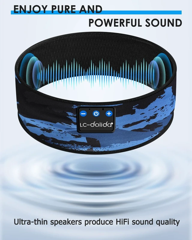 Alt view image 5 of 7 - Sleep Headphones Bluetooth Headband, Sleep Headphones Wireless Bluetooth with Ultra-Thin HD Stereo Speaker, Sleep Headband Earphones for Workout Yoga Insomnia Meditation Gifts(Blue)