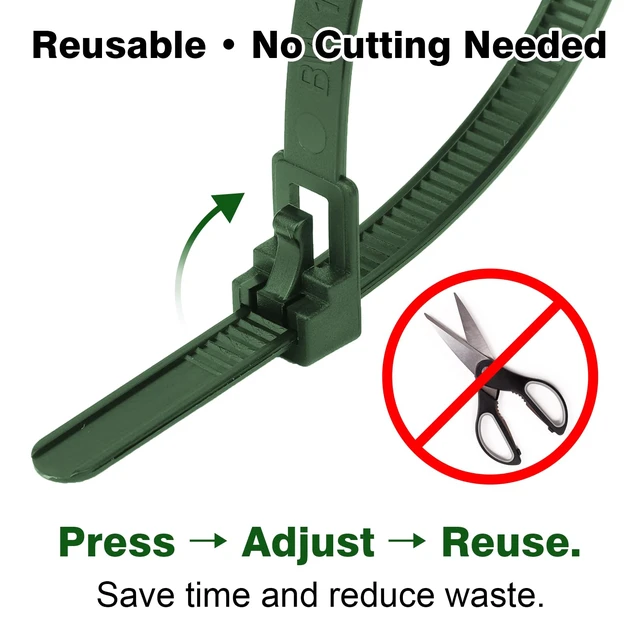 Alt view image 4 of 6 - 100 Pack Reusable Zip Ties 24 Inch Extra Long Cable Ties Dark Green Reusable Trigger Release / Industrial Nylon / UV Resistant / Non-Slip Self-Locking / Round Ends No Hurt / Extra Long 24"