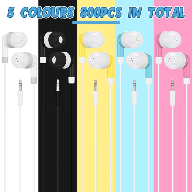 Alt view image 2 of 7 - 800 Packs Wired Earbuds Bulk, Colorful Colorful Headphones, in Ear Ear Buds, Earphones with 3.5mm Jack, for Laptop Library Supplies, No Microphone