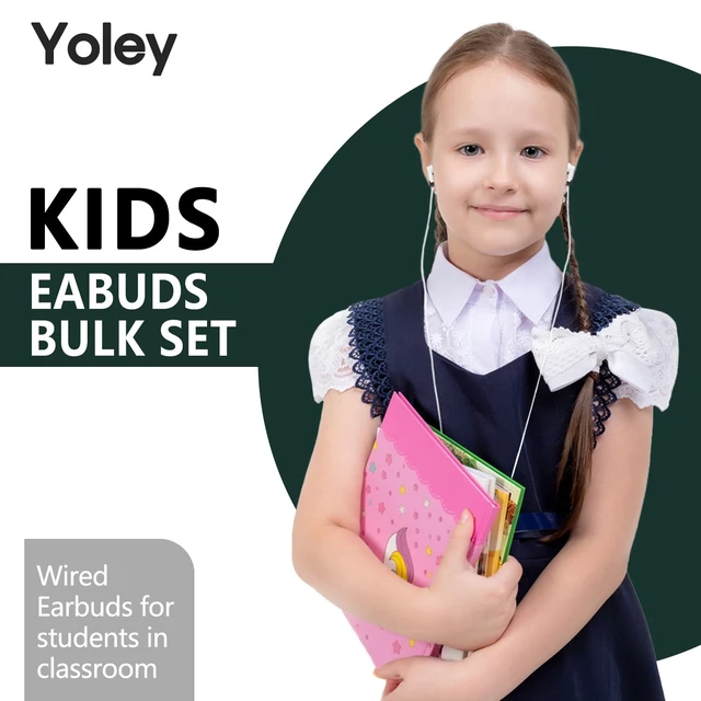 Alt view image 2 of 7 - 200 Packs Classroom Earbuds Bulk Headphones for Kids School Students Children, Wholesale Class Set Durable Earphones, Individually Bagged (200 White)