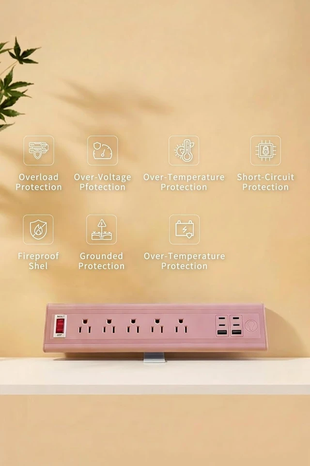 Alt view image 6 of 7 - Desk Clamp Power Strip with Nightlight, 40W Fast Charging, 10FT Extension Cord, 4x20W USB-C & 2 USB Ports, 5 AC Outlets, Fits 1.69-Inch Table Edges