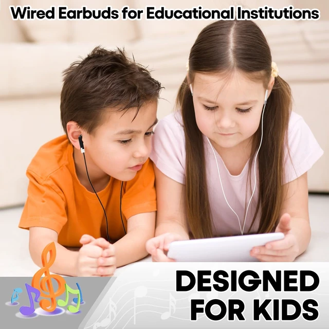 Alt view image 7 of 7 - 200 Packs Classroom Earbuds Bulk Headphones for Kids School Students Children, Wholesale Class Set Durable Earphones, Individually Bagged (200 White)