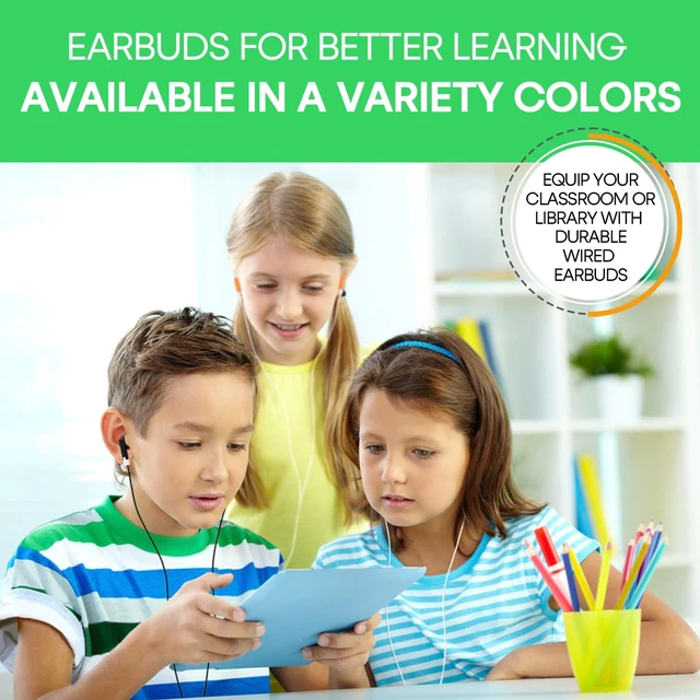 Alt view image 4 of 7 - 200 Packs Classroom Earbuds Bulk Headphones for Kids School Students Children, Wholesale Class Set Durable Earphones, Individually Bagged (200 Black)